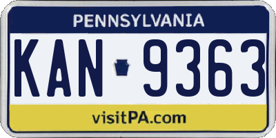 PA license plate KAN9363
