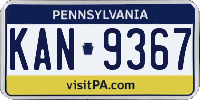 PA license plate KAN9367