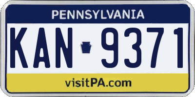 PA license plate KAN9371