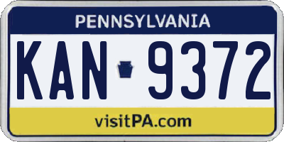 PA license plate KAN9372