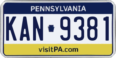 PA license plate KAN9381
