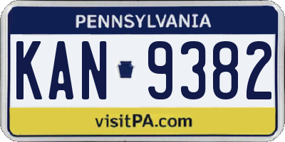 PA license plate KAN9382
