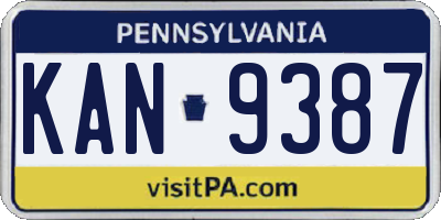 PA license plate KAN9387