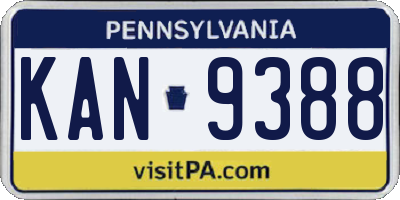 PA license plate KAN9388