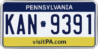 PA license plate KAN9391