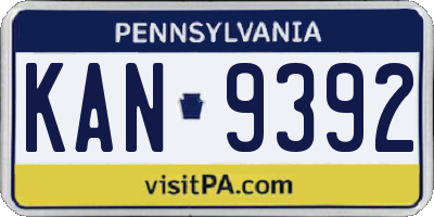 PA license plate KAN9392