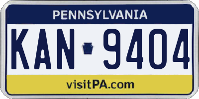 PA license plate KAN9404