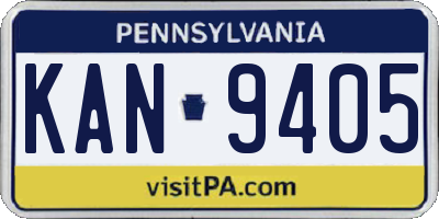 PA license plate KAN9405