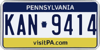 PA license plate KAN9414