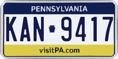 PA license plate KAN9417