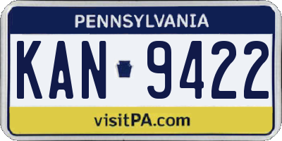 PA license plate KAN9422