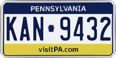 PA license plate KAN9432