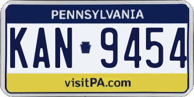 PA license plate KAN9454