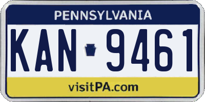 PA license plate KAN9461