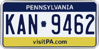 PA license plate KAN9462