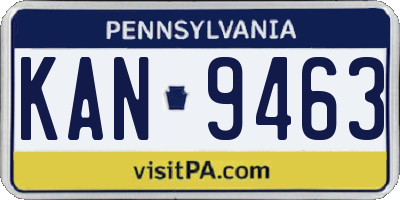 PA license plate KAN9463