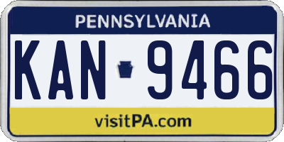 PA license plate KAN9466