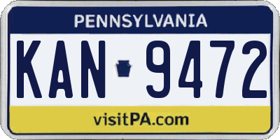 PA license plate KAN9472