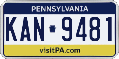 PA license plate KAN9481