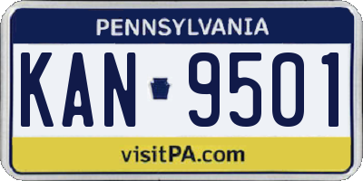 PA license plate KAN9501