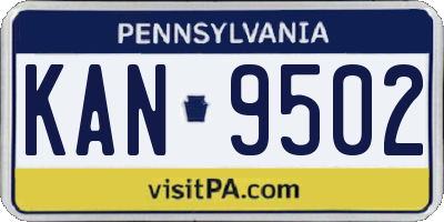 PA license plate KAN9502