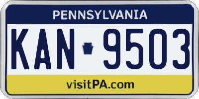 PA license plate KAN9503