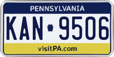 PA license plate KAN9506