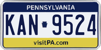 PA license plate KAN9524