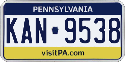 PA license plate KAN9538
