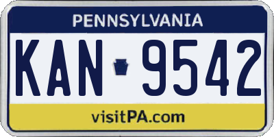 PA license plate KAN9542