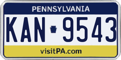 PA license plate KAN9543