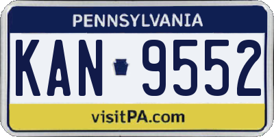 PA license plate KAN9552