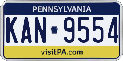 PA license plate KAN9554