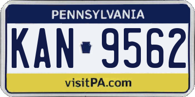 PA license plate KAN9562