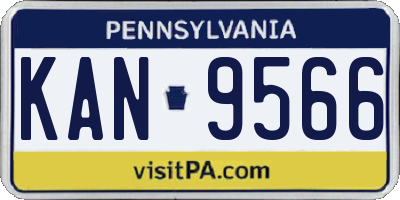 PA license plate KAN9566