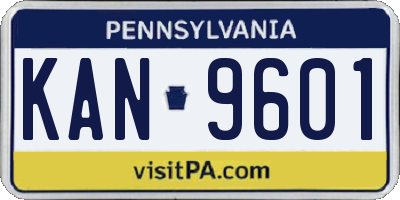 PA license plate KAN9601