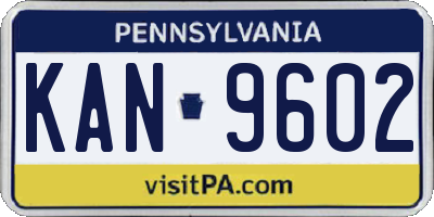PA license plate KAN9602