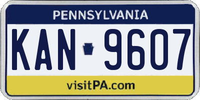 PA license plate KAN9607