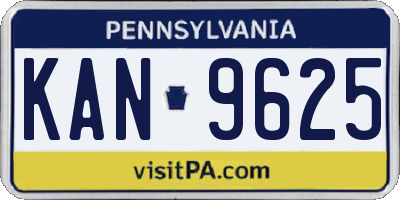 PA license plate KAN9625