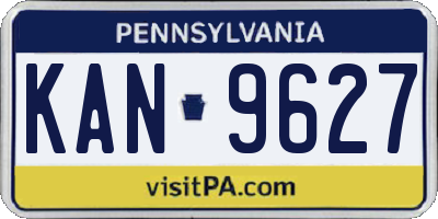 PA license plate KAN9627