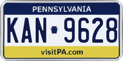 PA license plate KAN9628
