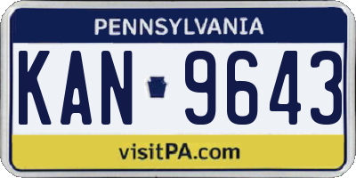 PA license plate KAN9643