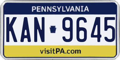 PA license plate KAN9645