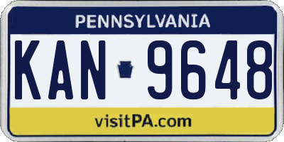 PA license plate KAN9648
