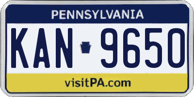 PA license plate KAN9650