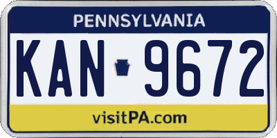 PA license plate KAN9672