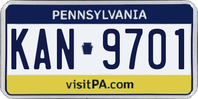 PA license plate KAN9701