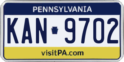 PA license plate KAN9702