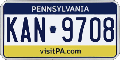 PA license plate KAN9708