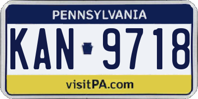PA license plate KAN9718